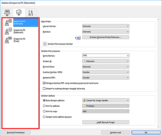 gambar: Kotak dialog Setelan